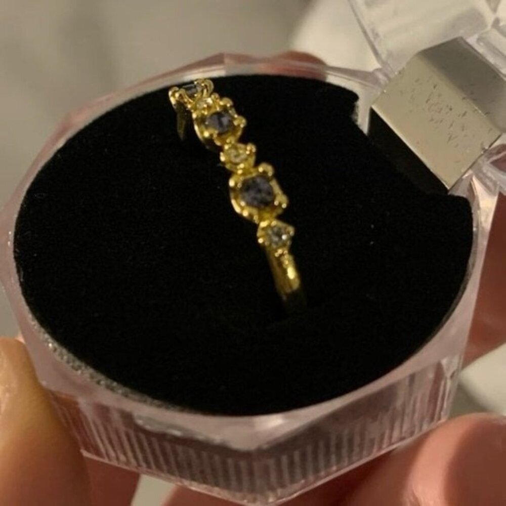 14k Gold Plated Blue Diamond Ring - Picture 6 of 8